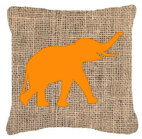 Elephant Burlap and Orange   Canvas Fabric Decorative Pillow BB1011 - the-store.com