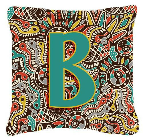 Letter B Retro Tribal Alphabet Initial Canvas Fabric Decorative Pillow CJ2013-BPW1414 by Caroline&#39;s Treasures