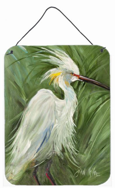 White Egret in Green grasses Wall or Door Hanging Prints JMK1141DS1216 by Caroline's Treasures