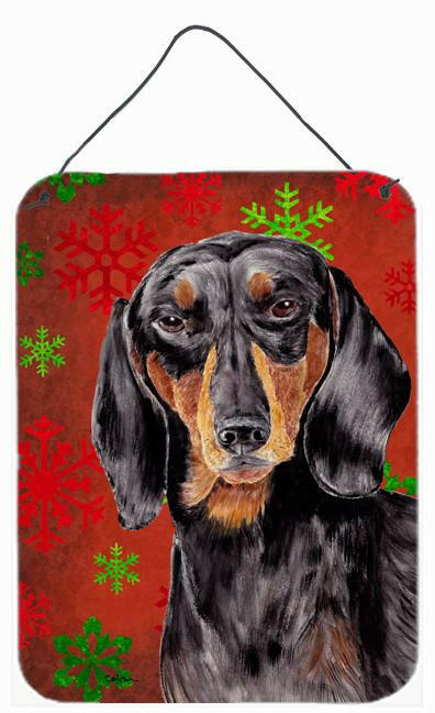 Dachshund Red  Snowflakes Holiday Christmas Metal Wall or Door Hanging Prints by Caroline&#39;s Treasures