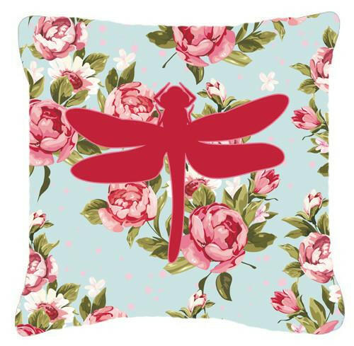 Dragonfly Shabby Chic Blue Roses   Canvas Fabric Decorative Pillow BB1062 - the-store.com
