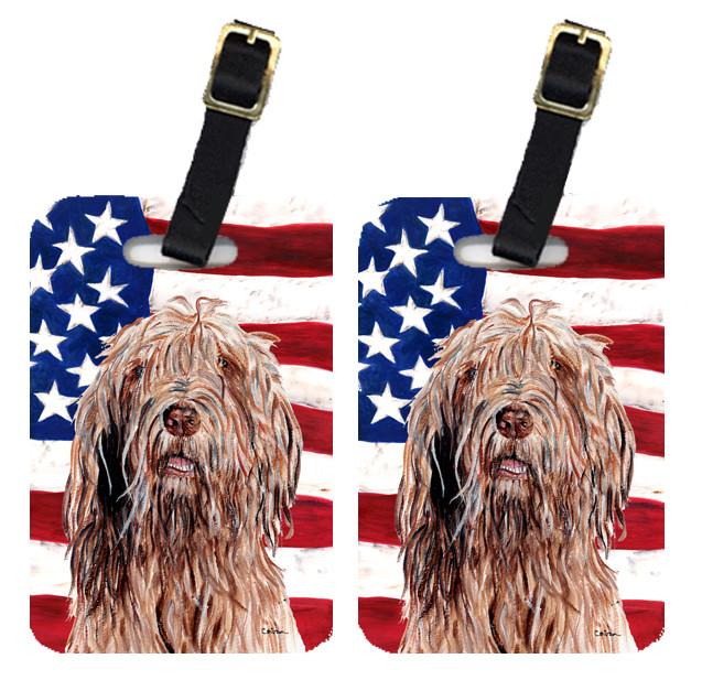 Pair of Otterhound with American Flag USA Luggage Tags SC9637BT by Caroline&#39;s Treasures