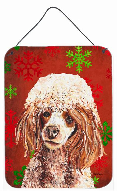 Red Miniature Poodle Red Snowflakes Holiday Wall or Door Hanging Prints SC9747DS1216 by Caroline's Treasures