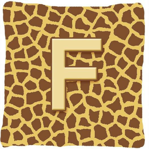 Monogram Initial F Giraffe Decorative   Canvas Fabric Pillow CJ1025 - the-store.com