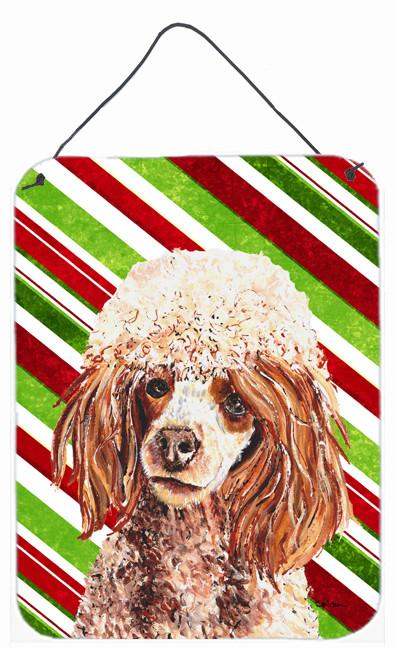 Red Miniature Poodle Candy Cane Christmas Wall or Door Hanging Prints SC9795DS1216 by Caroline's Treasures