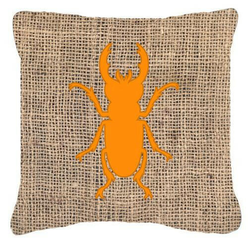 Beetle Burlap and Orange   Canvas Fabric Decorative Pillow BB1063 - the-store.com