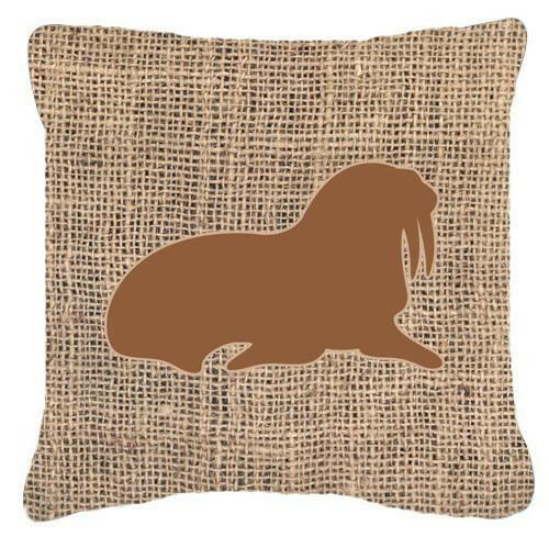 Walrus Burlap and Brown   Canvas Fabric Decorative Pillow BB1017 - the-store.com