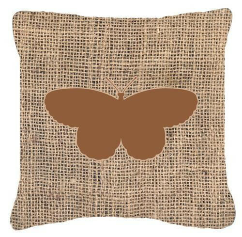 Butterfly Burlap and Brown   Canvas Fabric Decorative Pillow BB1052 - the-store.com