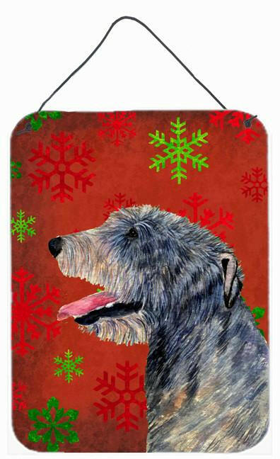 Irish Wolfhound Red Snowflakes Holiday Christmas Wall or Door Hanging Prints by Caroline&#39;s Treasures