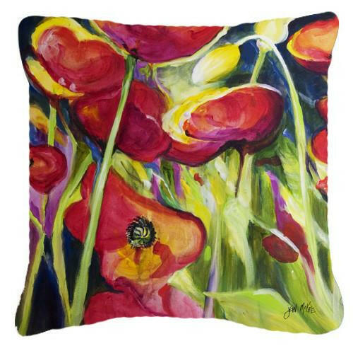 Poppies Canvas Fabric Decorative Pillow JMK1269PW1414 by Caroline&#39;s Treasures