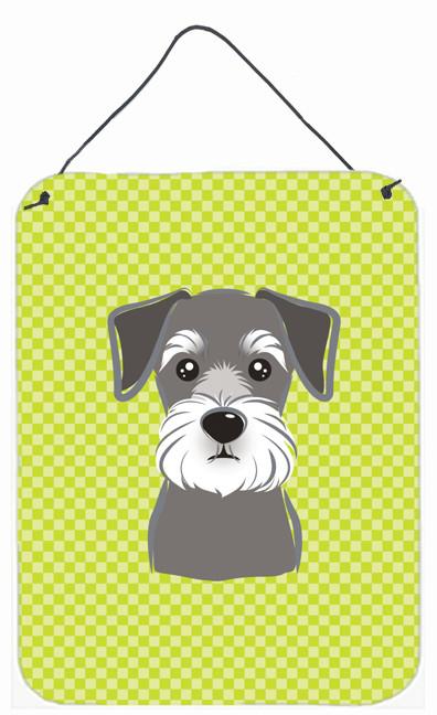 Checkerboard Lime Green Schnauzer Wall or Door Hanging Prints BB1268DS1216 by Caroline&#39;s Treasures