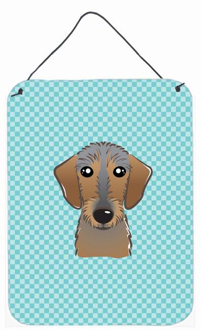 Checkerboard Blue Wirehaired Dachshund Wall or Door Hanging Prints BB1171DS1216 by Caroline's Treasures