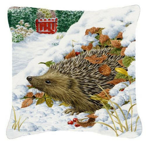 Hedgehog and Red Gate Cottage Canvas Decorative Pillow ASAD0780PW1414 - the-store.com