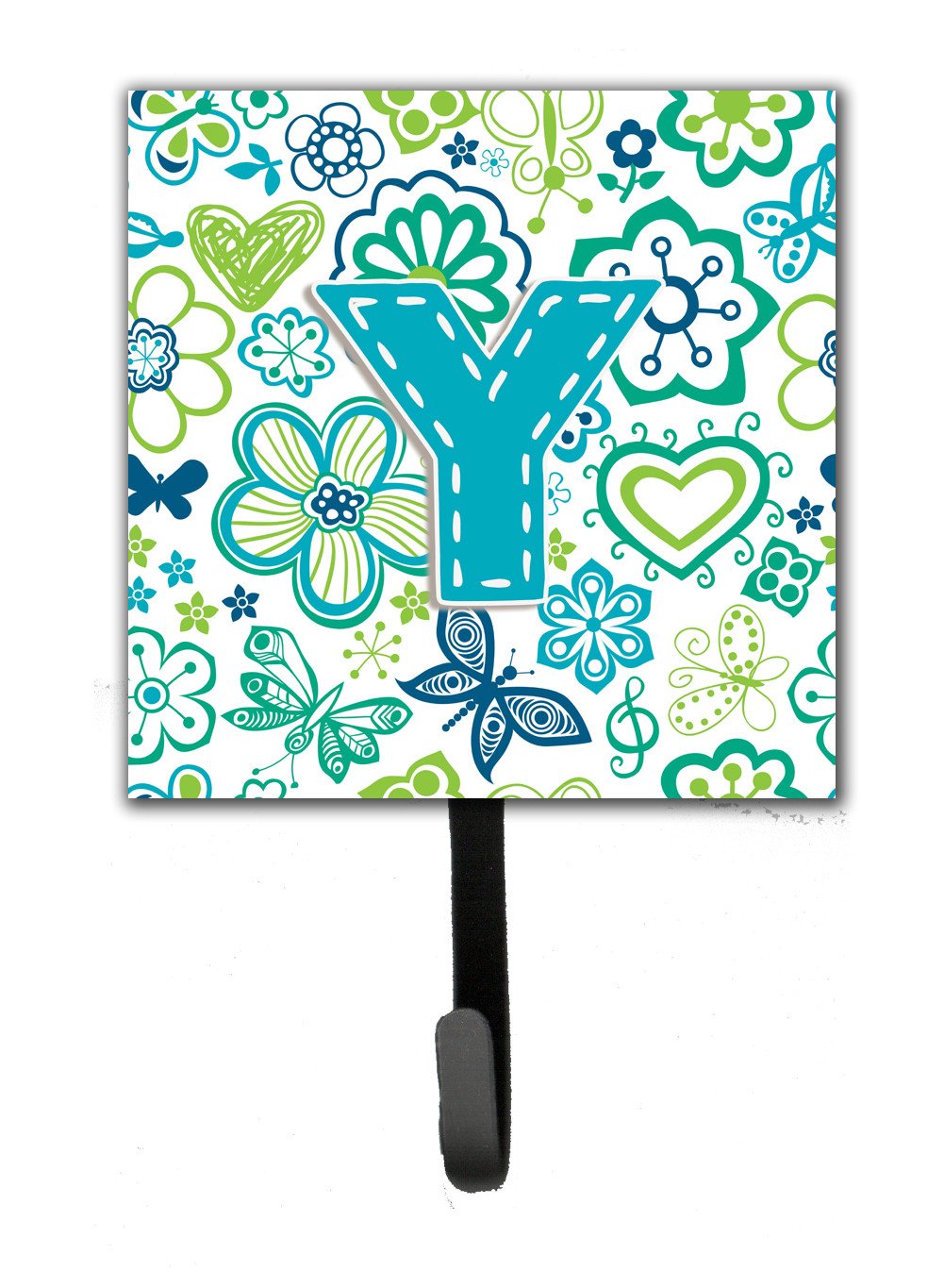 Letter Y Flowers and Butterflies Teal Blue Leash or Key Holder CJ2006-YSH4 by Caroline&#39;s Treasures