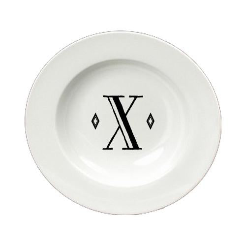 Letter X Initial Monogram Retro Round Ceramic White Soup Bowl CJ1058-X-SBW-825 by Caroline&#39;s Treasures