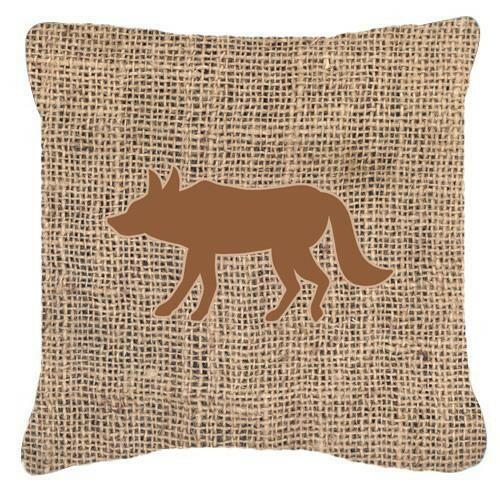 Wolf Burlap and Brown   Canvas Fabric Decorative Pillow BB1123 - the-store.com
