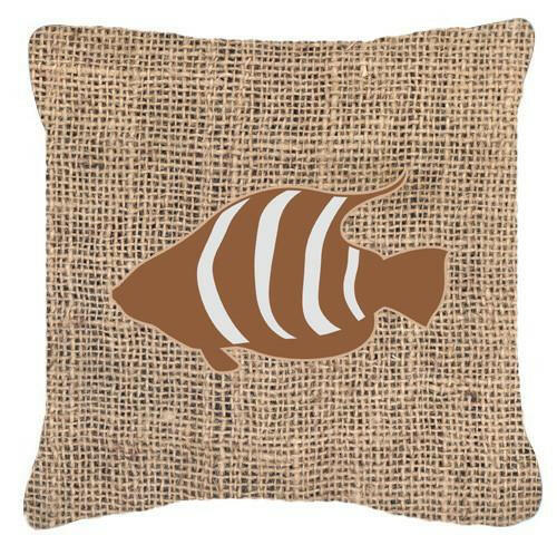 Fish Burlap and Brown   Canvas Fabric Decorative Pillow BB1020 - the-store.com