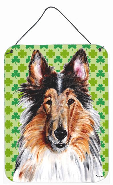 Collie Lucky Shamrock St. Patrick&#39;s Day Wall or Door Hanging Prints SC9718DS1216 by Caroline&#39;s Treasures