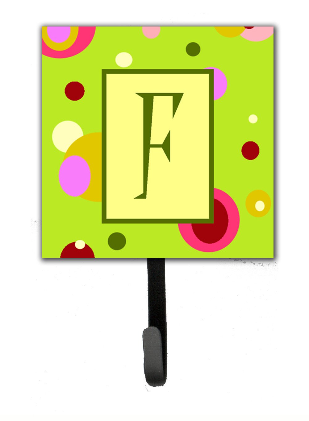 Letter F Initial Monogram - Green Leash Holder or Key Hook by Caroline&#39;s Treasures