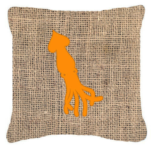 Squid Burlap and Orange   Canvas Fabric Decorative Pillow BB1096 - the-store.com