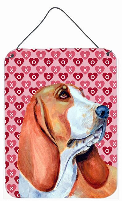 Basset Hound Hearts Love and Valentine&#39;s Day Wall or Door Hanging Prints by Caroline&#39;s Treasures