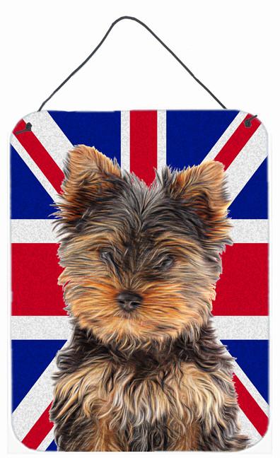 Yorkie Puppy / Yorkshire Terrier with English Union Jack British Flag Wall or Door Hanging Prints KJ1167DS1216 by Caroline&#39;s Treasures