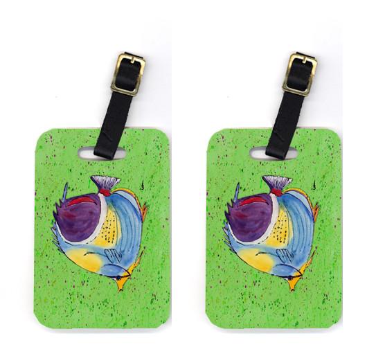 Pair of Tropical Fish on Green Luggage Tags by Caroline&#39;s Treasures