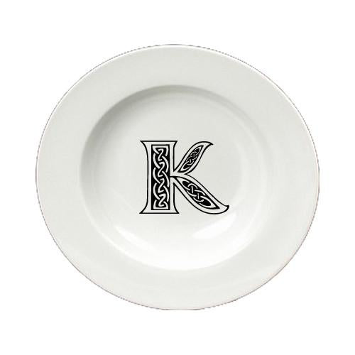 Letter K Initial Monogram Celtic Round Ceramic White Soup Bowl CJ1059-K-SBW-825 by Caroline&#39;s Treasures