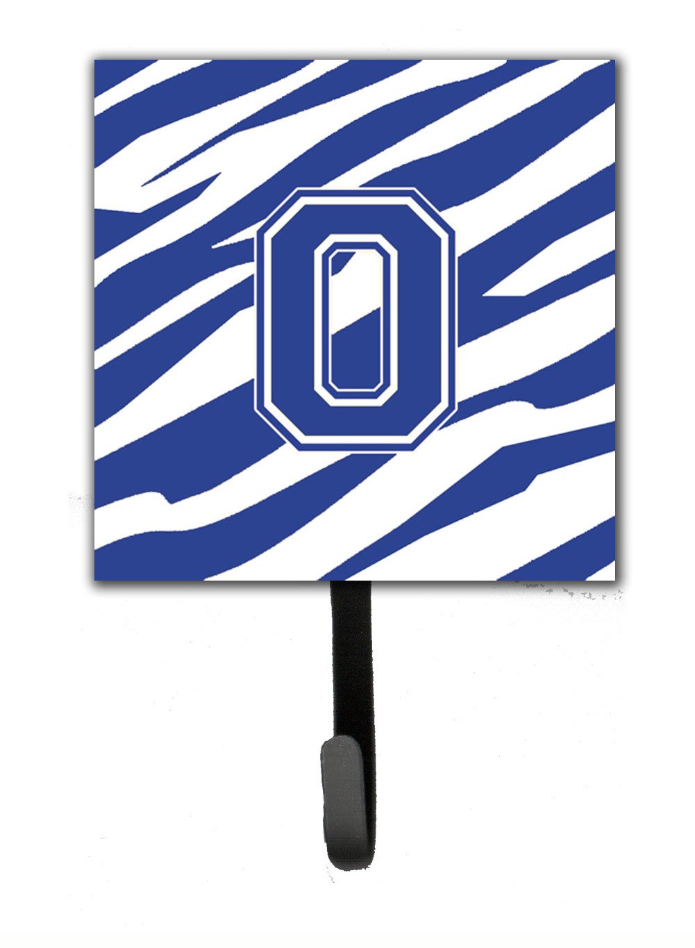 Letter O Initial  Tiger Stripe Blue and White Leash Holder or Key Hook by Caroline&#39;s Treasures