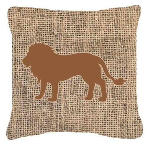Lion Burlap and Brown   Canvas Fabric Decorative Pillow BB1009 - the-store.com