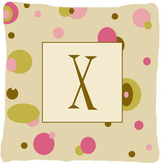 Letter X Initial Monogram - Tan Dots Decorative   Canvas Fabric Pillow - the-store.com