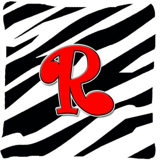 Monogram Initial R Zebra Red Decorative   Canvas Fabric Pillow CJ1024 - the-store.com