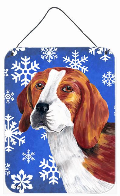 Beagle Winter Snowflakes Holiday Aluminium Metal Wall or Door Hanging Prints by Caroline&#39;s Treasures