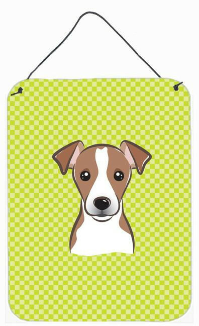 Checkerboard Lime Green Jack Russell Terrier Wall or Door Hanging Prints by Caroline&#39;s Treasures