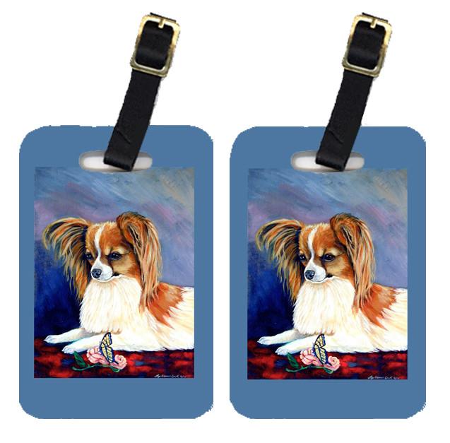 Pair of 2 Sable Papillon with a Butterfly and rose Luggage Tags by Caroline&#39;s Treasures