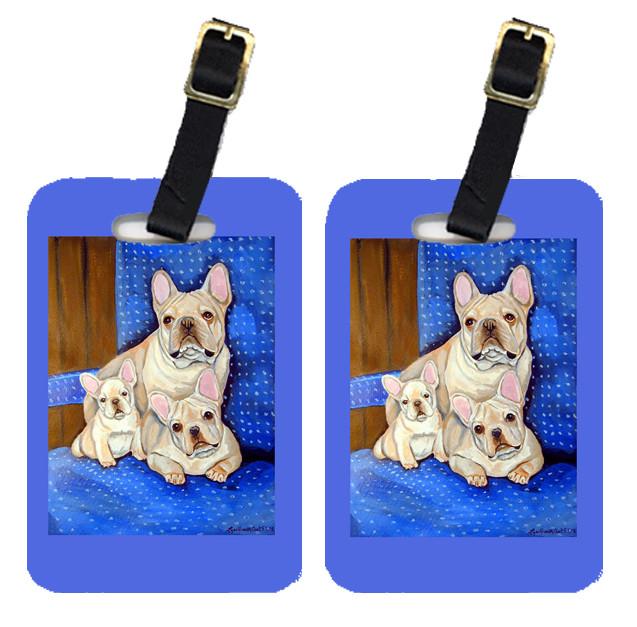 Pair of 2 White Frenchies in Momma&#39;s Chair French Bulldog Luggage Tags by Caroline&#39;s Treasures
