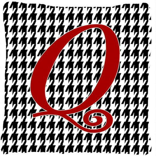 Monogram Initial Q Houndstooth Black Decorative   Canvas Fabric Pillow CJ1035 - the-store.com