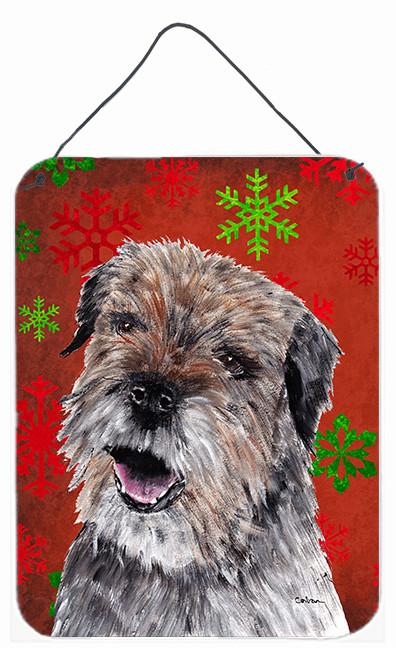 Border Terrier Red Snowflake Christmas Wall or Door Hanging Prints by Caroline&#39;s Treasures