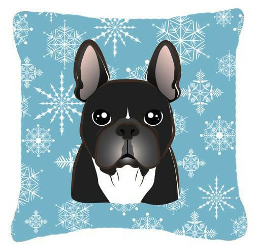 Snowflake French Bulldog Fabric Decorative Pillow BB1661PW1414 - the-store.com