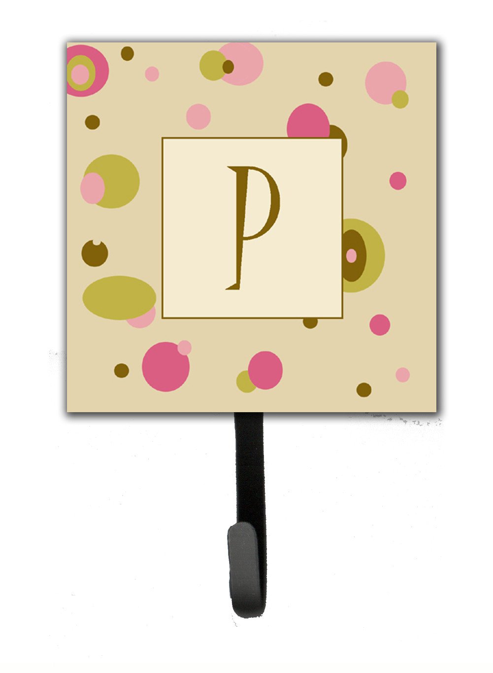 Letter P Initial Monogram - Tan Dots Leash Holder or Key Hook by Caroline&#39;s Treasures