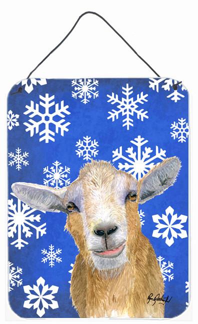 Winter Snowflakes Goat Winter Aluminium Metal Wall or Door Hanging Prints by Caroline&#39;s Treasures