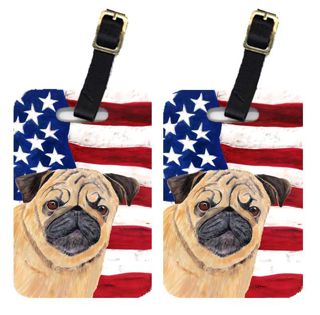 Pair of USA American Flag with Pug Luggage Tags SC9006BT by Caroline&#39;s Treasures