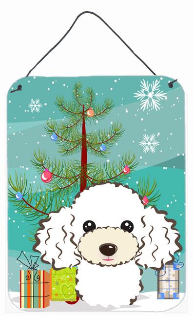 Christmas Tree and White Poodle Wall or Door Hanging Prints BB1629DS1216 by Caroline's Treasures
