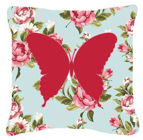 Butterfly Shabby Chic Blue Roses   Canvas Fabric Decorative Pillow BB1048 - the-store.com
