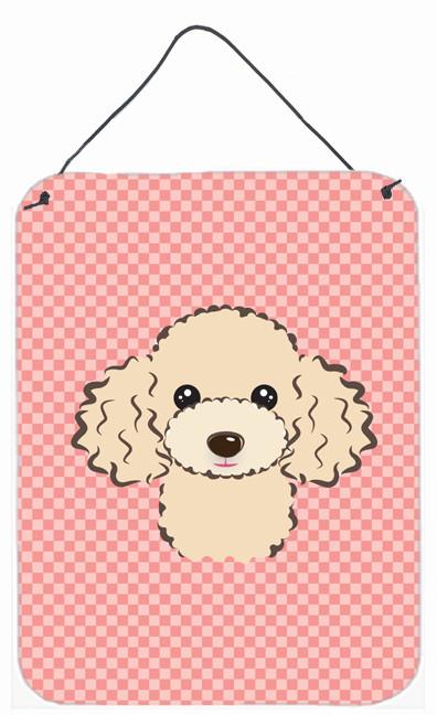 Checkerboard Pink Buff Poodle Wall or Door Hanging Prints BB1258DS1216 by Caroline&#39;s Treasures