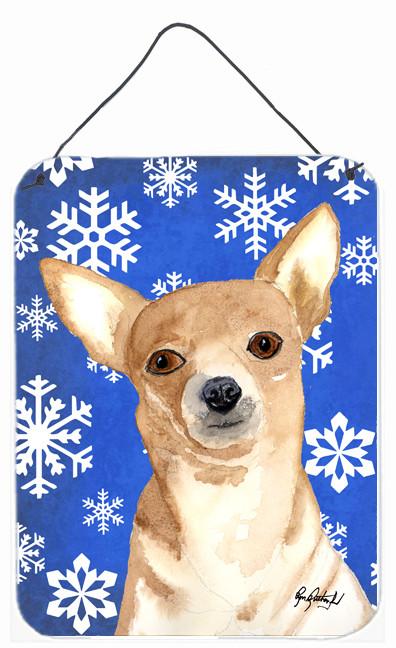 White Snowflake Chihuahua Christmas Aluminium Metal Wall or Door Hanging Prints by Caroline&#39;s Treasures