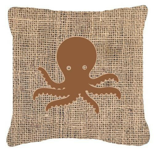 Octopus Burlap and Brown   Canvas Fabric Decorative Pillow BB1090 - the-store.com