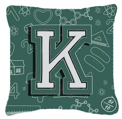 Letter K Back to School Initial Canvas Fabric Decorative Pillow CJ2010-KPW1414 by Caroline&#39;s Treasures
