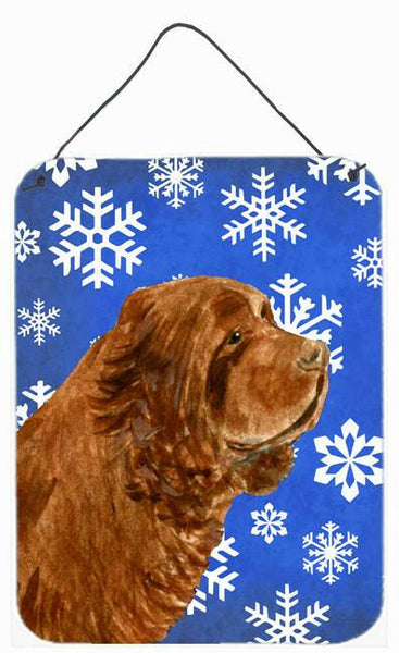 Sussex Spaniel Winter Snowflakes Holiday Wall or Door Hanging Prints by Caroline's Treasures