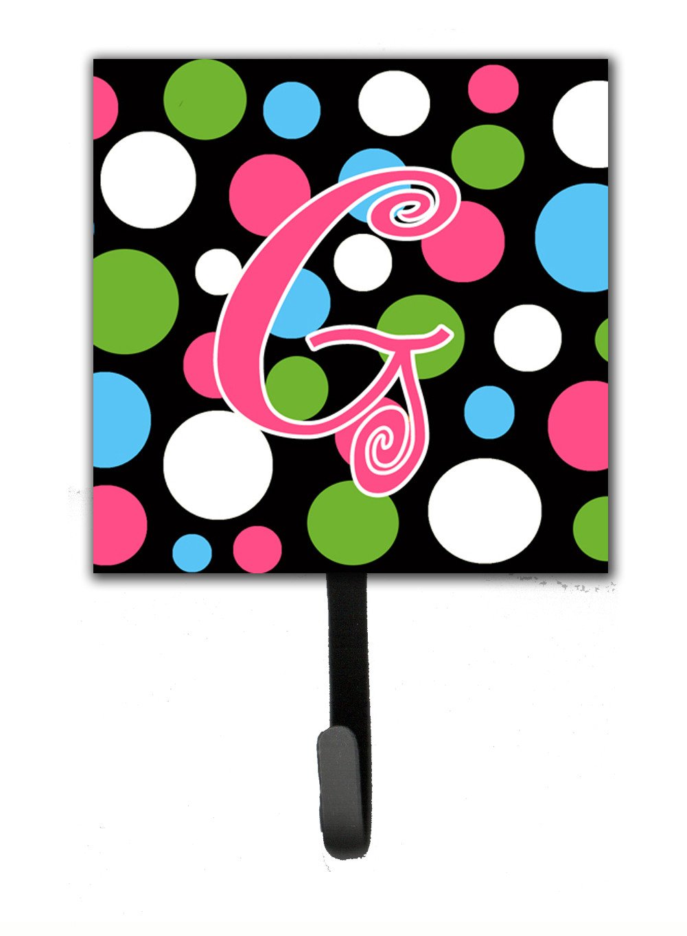 Letter G Initial Monogram - Polkadots and Pink Leash Holder or Key Hook by Caroline&#39;s Treasures
